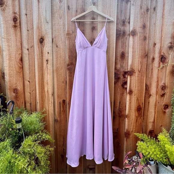Light Pink Lilac Satin Backless Slip Maxi Dress 🌿🌿 - Picture 7 of 11